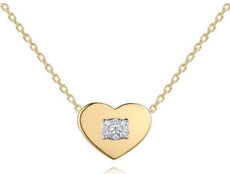 ESTATE .04CT DIAMOND 14KT YELLOW GOLD 3D CLASSIC HEART FUN LOVE FLOATING PENDANT
