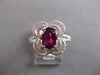 1.83CT DIAMOND & AAA RUBY 18KT WHITE GOLD OVAL & ROUND 4 LEAF CLOVER FLOWER RING