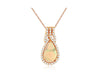 .93CT DIAMOND & AAA OPAL 14K ROSE GOLD PEAR SHAPE & ROUND TEAR DROP LOVE PENDANT
