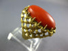 ANTIQUE LARGE AAA CORAL 18K YELLOW GOLD 3D CLASSIC OVAL LOVE KNOT FUN RING 26884