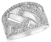 ESTATE WIDE .80CT DIAMOND 14KT WHITE GOLD 3D MULTI ROW WEDDING ANNIVERSARY RING