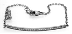 ESTATE .12CT DIAMOND 14KT WHITE GOLD 3D CLASSIC ROUND BAR LOVE BRACELET