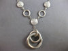 LARGE .48CT DIAMOND 14K WHITE GOLD 3D MATTE & SHINY MULTI CIRCULAR LOVE NECKLACE