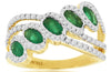 Estate 1.78Ct Diamond & AAA Emerald 14Kt Yellow Gold 3D Oval & Round Diagonal Love Ring