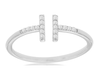 ESTATE .10CT DIAMOND 14KT WHITE GOLD 3D CLASSIC ROUND DOUBLE BAR FUN LOVE RING
