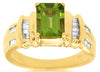 ESTATE 1.95CT DIAMOND & AAA PERIDOT 14K YELLOW GOLD EMERALD CUT & BAGUETTE RING