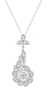 ESTATE LARGE 1.14CT DIAMOND 18KT WHITE GOLD MULTI LEAF FLORAL FLOATING PENDANT