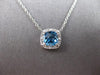 1.04CT DIAMOND & AAA BLUE TOPAZ 14KT WHITE GOLD 3D CUSHION & ROUND LOVE NECKLACE