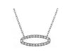 ESTATE .15CT DIAMOND 14KT WHITE GOLD 3D OPEN OVAL SIDEWAY FUN NECKLACE