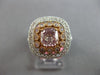 LARGE GIA 1.98CT WHITE PINK & PURPLE DIAMOND 18KT WHITE & ROSE GOLD SQUARE RING