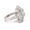 LARGE 3.65CT DIAMOND 18KT WHITE GOLD MULTI SHAPE 3D SQUARE FLOWER COCKTAIL RING