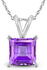 .76CT AAA AMETHYST 14KT WHITE GOLD 3D SQUARE PRINCESS SOLITAIRE FLOATING PENDANT