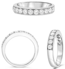 .75CT DIAMOND 14KT WHITE GOLD ROUND PRONG SEMI ETERNITY WEDDING ANNIVERSARY RING