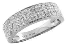 .66CT DIAMOND 14KT WHITE GOLD CLASSIC 4 ROW PAVE SEMI ETERNITY ANNIVERSARY RING