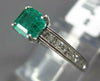 ESTATE 1.20CT DIAMOND & AAA EMERALD 14KT WHITE GOLD 3D CLASSIC ENGAGEMENT RING
