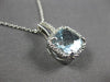 1.85CT DIAMOND & AAA AQUAMARINE 14KT WHITE GOLD CUSHION & ROUND FLOATING PENDANT