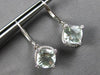 LARGE 4.04CT DIAMOND & GREEN AMETHYST 14KT WHITE GOLD LEVERBACK HANGING EARRINGS