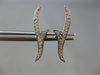 ESTATE .18CT DIAMOND 14KT WHITE GOLD 3D CLASSIC DOUBLE LEAF EAR CLIMBER EARRINGS
