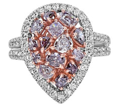 2.76CT WHITE & PINK DIAMOND 18K WHITE & ROSE GOLD MULTI SHAPE CLUSTER LOVE RING