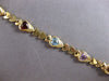 ESTATE WIDE 6CT AAA MULTI GEM 14KT YELLOW GOLD 3D MULTI HEART LOVE BRACELET