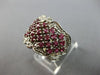 LARGE 1.18CT DIAMOND & AAA PINK RUBY 14K WHITE GOLD MULTI ROW ANNIVERSARY RING