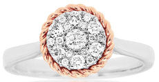 .30CT DIAMOND 14K WHITE & ROSE GOLD CLUSTER FLOWER ROPE LOVE FUN FRIENDSHIP RING