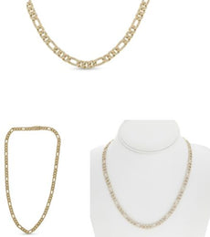 4.5CT DIAMOND 14KT YELLOW GOLD 3D ROUND CLASSIC FIGARO CHAIN UNISEX FUN NECKLACE