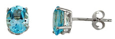 ESTATE 3.0CT AAA BLUE TOPAZ 14KT WHITE GOLD 3D OVAL STUD EARRINGS
