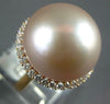 EXTRA LARGE .46CT DIAMOND & AAA PINK SOUTH SEA PEARL 18KT ROSE GOLD 3D HALO RING