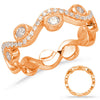 ESTATE .49CT DIAMOND 14KT ROSE GOLD 3D CLASSIC ROUND BEZEL SWIRL FUN RING