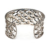 ESTATE LARGE 18KT YELLOW GOLD & 925 SILVER GEOMETRICAL MULTI ROW BANGLE BRACELET