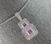 .76CT DIAMOND & AAA PINK SAPPHIRE 14KT WHITE GOLD DOUBLE SQUARE FLOATING PENDANT