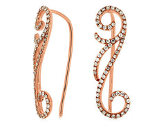 .61CT DIAMOND 14KT ROSE GOLD ROUND TREBLE CLEF MUSICAL NOTE FUN HANGING EARRINGS