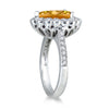 LARGE 5.32CT DIAMOND & AAA CITRINE 14K WHITE GOLD PEAR SHAPE & ROUND FLORAL RING