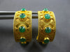 LARGE 2.21CT AAA EMERALD 18KT YELLOW GOLD 5 STONE FILIGREE GREECE EARRINGS 28195