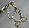 .95CT DIAMOND 14K WHITE GOLD 3D CIRCLE OF LIFE DOUBLE TEAR DROP HANGING EARRINGS