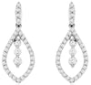 ESTATE .33CT DIAMOND 14KT WHITE GOLD 3D 3 STONE TEAR DROP FUN HANGING EARRINGS