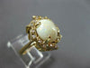 ANTIQUE WIDE 3.20CT DIAMOND & AAA OPAL 14KT YELLOW GOLD OVAL FLOWER RING #27504