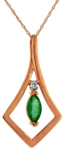 .35CT DIAMOND & AAA EMERALD 14KT ROSE GOLD 3D MARQUISE & ROUND TEAR DROP PENDANT