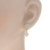 ESTATE 2.08CT DIAMOND 18KT YELLOW GOLD ROUND FLOWER TEAR DROP HANGING EARRINGS