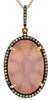 17CT MOCHA DIAMOND AAA ROSE QUARTZ 14K ROSE GOLD OVAL & ROUND FLOATING PENDANT