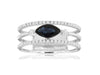 .99CT DIAMOND & AAA SAPPHIRE 14K WHITE GOLD 3D MARQUISE & ROUND GEOMETRICAL RING