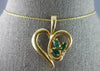 ESTATE .37CT DIAMOND & AAA EMERALD 14KT YELLOW GOLD HEART SHAPE FLOATING PENDANT