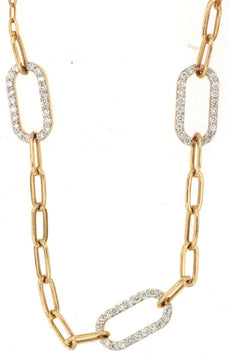 .90CT DIAMOND 14KT YELLOW GOLD CLASSIC OPEN OVAL LINK BY THE YARD LOVE NECKLACE