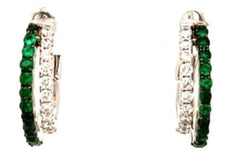 .64CT DIAMOND & AAA EMERALD 18KT WHITE GOLD 3D UMBRELLA HOOP HANGING EARRINGS