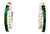 .64CT DIAMOND & AAA EMERALD 18KT WHITE GOLD 3D UMBRELLA HOOP HANGING EARRINGS