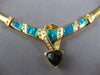 ESTATE LARGE 4.29CT DIAMOND & AAA SAPPHIRE & OPAL 14K YELLOW GOLD OMEGA NECKLACE