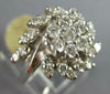 LARGE .87CT DIAMOND 14KT WHITE GOLD 3D CLASSIC ROUND FLOWER MULTI LEAF LOVE RING