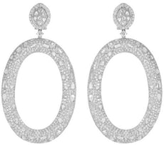 EXTRA LARGE 17.97CT DIAMOND 18KT WHITE GOLD MULTI SHAPE OVAL COCKTAIL EARRINGS