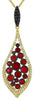 1.79CT WHITE & BLACK DIAMOND & AAA RUBY 14KT YELLOW GOLD BEZEL TEAR DROP PENDANT